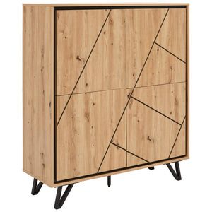 MID.YOU ŠIROKÁ KOMODA, černá, barvy dubu, 110/125/40 cm obraz