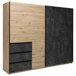 MID.YOU ŠATNÍ SKŘÍŇ S POSUVNÝMI DVEŘM, šedohnědá, dub artisan, 250/205/61, 5 cm obraz