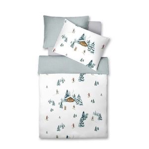 Fleuresse POVLEČENÍ, flanel, bílá, tmavě zelená, mátově zelená, mokka, 140/200 cm obraz