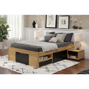 MID.YOU POSTEL S ÚLOŽNÝM PROSTOREM, 140/200 cm, přírodní barvy, černá obraz