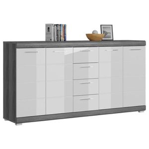 MID.YOU KOMODA, tmavě šedá, vysoce lesklá bílá, 165/85/37 cm obraz