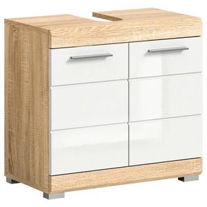MID.YOU SKŘÍŇKA POD UMYVADLO, vysoce lesklá bílá, barvy dubu, 60/56/34 cm obraz