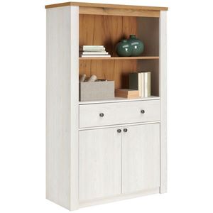 Landscape KNIHOVNA, bílá, barvy modřínu, 97/161/42 cm obraz