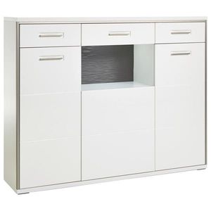 Livetastic VYSOKÁ KOMODA, šedá, barvy stříbra, bílá, vysoce lesklá bílá, 153/121/45 cm obraz