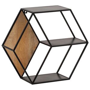 MID.YOU NÁSTĚNNÝ REGÁL, mangové dřevo, hnědá, černá, 60/52/20 cm obraz