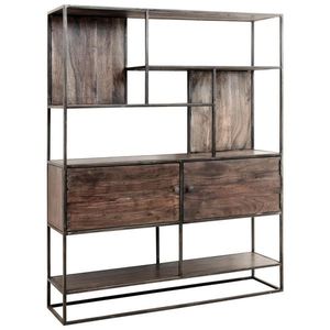 Livetastic REGÁL, šedá, železo, akácie, 118/145/30 cm obraz