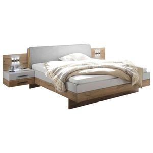 Venda POSTEL S NOČNÍMI STOLKY, 180/200 cm, barvy dubu, světle šedá obraz