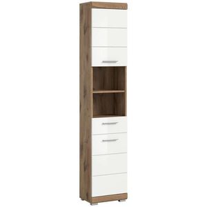 MID.YOU VYSOKÁ SKŘÍŇ, vysoce lesklá bílá, barvy dubu, 37/191/31 cm obraz