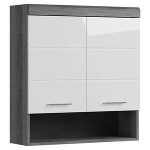 MID.YOU ZÁVĚSNÁ SKŘÍŇKA, vysoce lesklá bílá, antracitová, šedá, 74/79/24 cm obraz