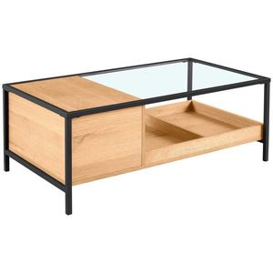 Waldwelt KONFERENČNÍ STOLEK, čiré, přírodní barvy, černá, dřevo, kov, sklo, kompozitní dřevo, 110/60/40 cm obraz