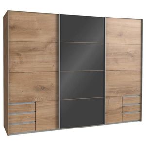 Carryhome SKŘÍŇ S POSUVNÝMI DVEŘMI, tmavě šedá, trámové dubové dřevo, 270/210/65 cm obraz