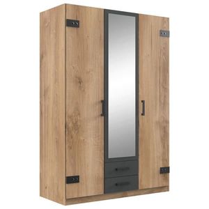 Stylife ŠATNÍ SKŘÍŇ SE ZRCADLEM, barvy grafitu, trámové dubové dřevo, 135/199/58 cm obraz