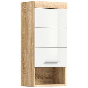 MID.YOU ZÁVĚSNÁ SKŘÍŇKA, vysoce lesklá bílá, barvy dubu, 37/79/24 cm obraz