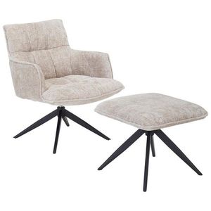 Novel KŘESLO S PODNOŽKOU, kov, textil, černá, béžová obraz