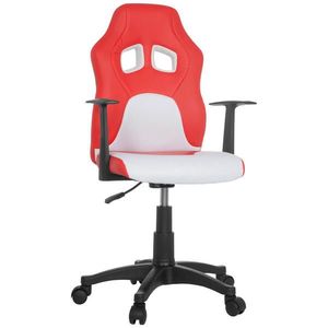 MID.YOU OTOČNÁ ŽIDLE PRO MLÁDEŽ, vzhled kůže, síťovina, červená, bílá obraz