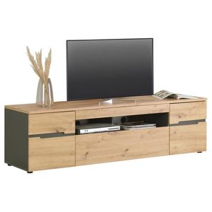 Carryhome KOMODA POD TELEVIZI, barvy grafitu, dub artisan, 192/53/47 cm obraz