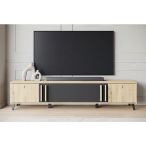 NÍZKÁ KOMODA, černá, dub artisan, 180/40/33 cm obraz