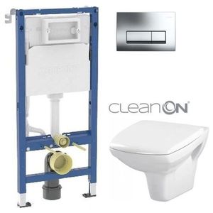 GEBERIT DuofixBasic s chromovým tlačítkem DELTA51 + WC CERSANIT CLEANON CARINA + SEDÁTKO 458.103.00.2 CA1 obraz