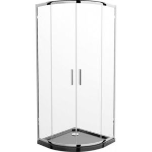 MEXEN/S Rio čtvrtkruhový sprchový kout 90 x 90, transparent, chrom + vanička se sifonem Flat, černý 863-090-090-01-00-4170 obraz