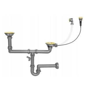 MEXEN Automatický dřezový sifon na 2 misku, zlatý 66921-50 obraz