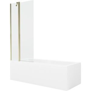 MEXEN/S Cubik obdélníková vana 170 x 70 cm s panelem + vanová zástěna 80, transparent, zlatá 550317070X9408115000 obraz