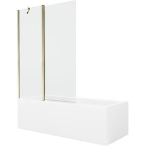 MEXEN/S Cubik obdélníková vana 170 x 70 cm s panelem + vanová zástěna 120, transparent, zlatá 550317070X9412115000 obraz