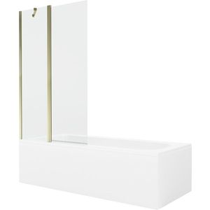 MEXEN/S Vega obdélníková vana 180 x 80 cm s panelem + vanová zástěna 100, transparent, zlatá 550118080X9410115000 obraz