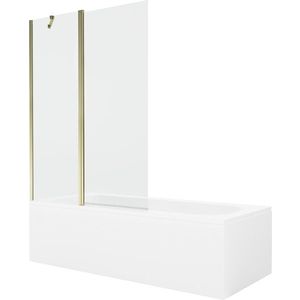MEXEN/S Vega obdélníková vana 180 x 80 cm s panelem + vanová zástěna 120, transparent, zlatá 550118080X9412115000 obraz