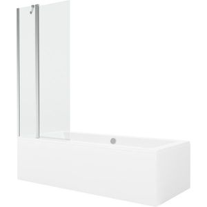 MEXEN/S Cube obdélníková vana 180 x 80 cm s panelem + vanová zástěna 80, transparent, chrom 550518080X9408110100 obraz