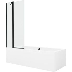 MEXEN/S Cube obdélníková vana 180 x 80 cm s panelem + vanová zástěna 80, transparent, černá 550518080X9408117000 obraz
