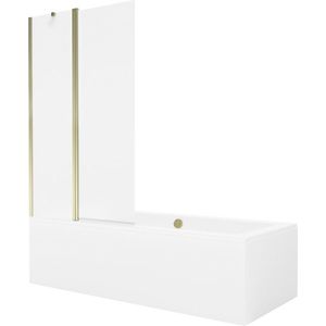 MEXEN/S Cube obdélníková vana 180 x 80 cm s panelem + vanová zástěna 100, transparent, zlatá 550518080X9410115000 obraz
