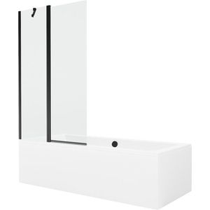MEXEN/S Cube obdélníková vana 180 x 80 cm s panelem + vanová zástěna 100, transparent, černá 550518080X9410117000 obraz