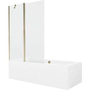MEXEN/S Cube obdélníková vana 180 x 80 cm s panelem + vanová zástěna 120, transparent, zlatá 550518080X9412115000 obraz