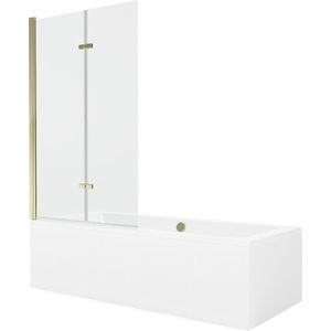 MEXEN/S Cube obdélníková vana 180 x 80 cm s panelem + vanová zástěna 100, transparent, zlatá 550518080X9210025000 obraz