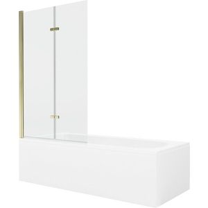 MEXEN/S Vega obdélníková vana 180 x 80 cm s panelem + vanová zástěna 100, transparent, zlatá 550118080X9210025000 obraz