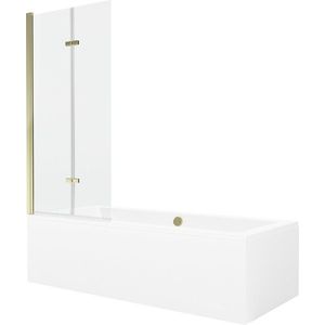 MEXEN/S Cube obdélníková vana 180 x 80 cm s panelem + vanová zástěna 80, transparent, zlatá 550518080X9208025000 obraz