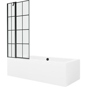 MEXEN/S Cube obdélníková vana 180 x 80 cm s panelem + vanová zástěna 80, černá vzor 550518080X9408117077 obraz