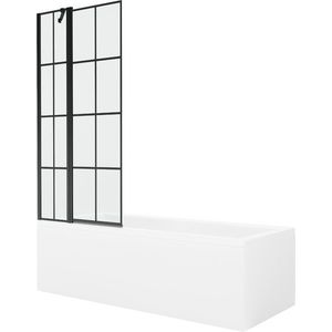 MEXEN/S Cubik obdélníková vana 160 x 70 cm s panelem + vanová zástěna 80, černá vzor 550316070X9408117077 obraz