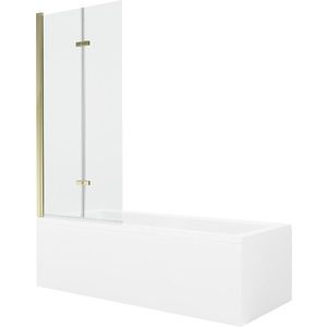 MEXEN/S Cubik obdélníková vana 170 x 70 cm s panelem + vanová zástěna 80, transparent, zlatá 550317070X9208025000 obraz
