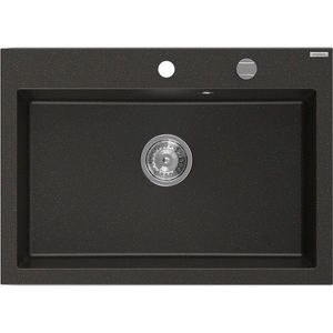 MEXEN Elix granitový dřez 1-miska 700 x 500 mm, černá/zlatá metalik, sifon chrom 6526701005-75 obraz