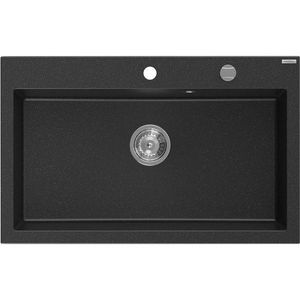 MEXEN Elix granitový dřez 1-miska 800 x 500 mm, černá/stříbrná metalik, sifon chrom 6527801005-73 obraz