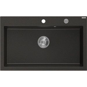 MEXEN Elix granitový dřez 1-miska 800 x 500 mm, černá/zlatá metalik, sifon chrom 6527801005-75 obraz