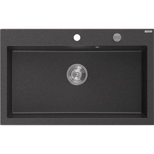 MEXEN Elix granitový dřez 1-miska 800 x 500 mm, černá kropenatá, sifon chrom 6527801005-76 obraz