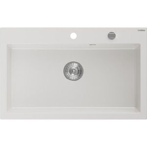 MEXEN Elix granitový dřez 1-miska 800 x 500 mm, bílá, sifon chrom 6527801005-20 obraz