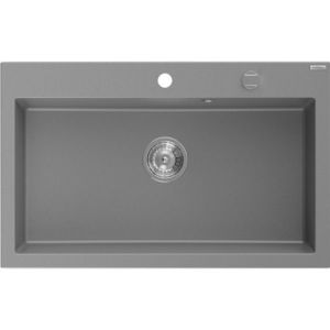 MEXEN Elix granitový dřez 1-miska 800 x 500 mm, šedý, sifon chrom 6527801005-71 obraz