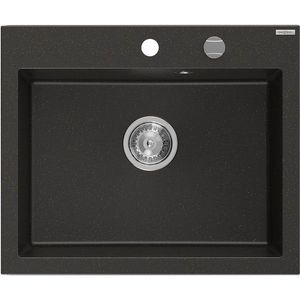 MEXEN Elix granitový dřez 1-miska 600 x 500 mm, černá/zlatá metalik, sifon chrom 6525601005-75 obraz