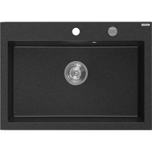 MEXEN Elix granitový dřez 1-miska 700 x 500 mm, černá/stříbrná metalik, sifon chrom 6526701005-73 obraz