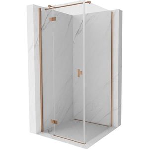 MEXEN/S Mist H T sprchový kout dveře křídlové levá 75 x 75, transparent, měď kartáčovaná 8A5T-075-075-65-00-L obraz