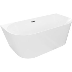 MEXEN/S Oval Slim volně stojící vana nástěnná 170 x 80, bílá, sifon a přepad grafit kartáčovaná 52661708000-66 obraz