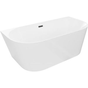 MEXEN/S Oval Slim volně stojící vana nástěnná 170 x 80, bílá, sifon a přepad černá 52661708000-70 obraz